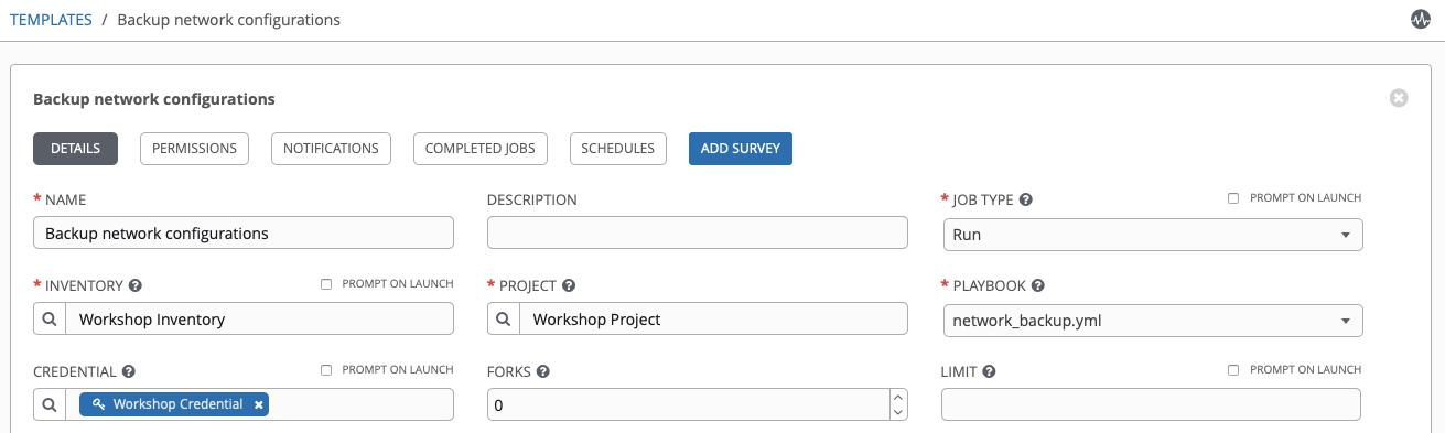 backup job template